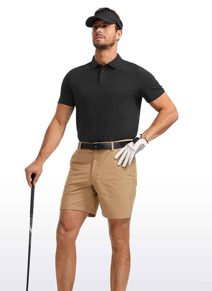 CRZ YOGA Men's Golf Classic Fit Tops Polo Short Sleeve Black