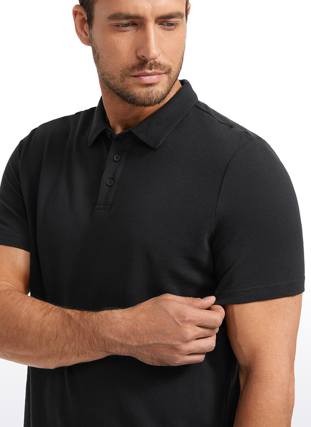 CRZ YOGA Men's Golf Classic Fit Tops Polo Short Sleeve Black
