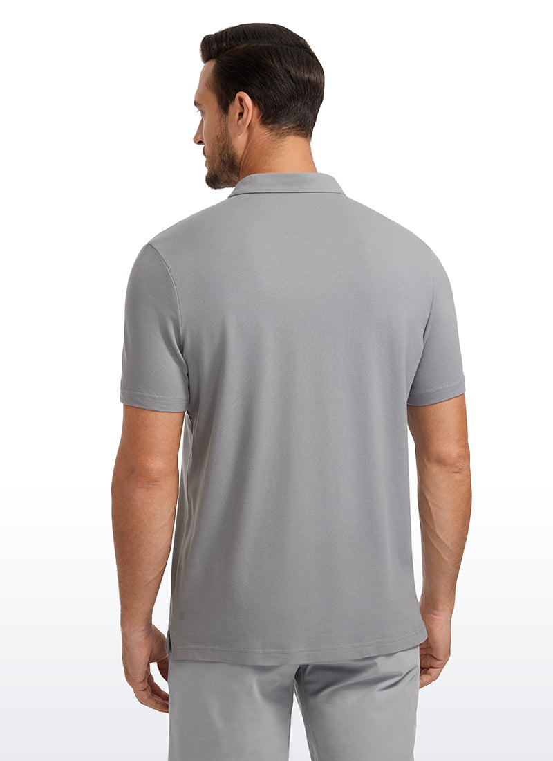 CRZ YOGA Men's Golf Classic Fit Tops Polo Short Sleeve Silver Gray