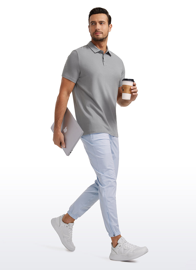 CRZ YOGA Men's Golf Classic Fit Tops Polo Short Sleeve Silver Gray