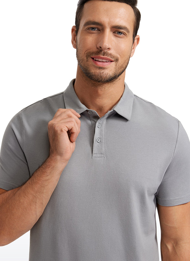 CRZ YOGA Men's Golf Classic Fit Tops Polo Short Sleeve Silver Gray