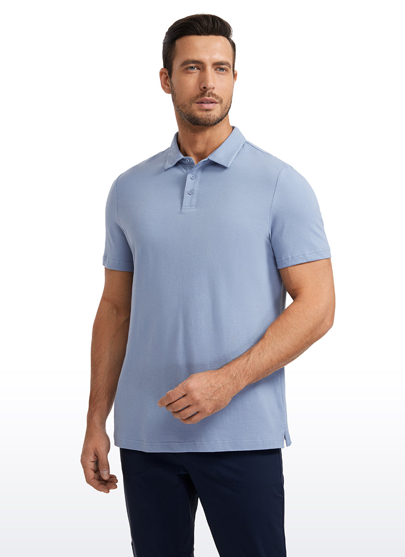 CRZ YOGA Men's Golf Classic Fit Tops Polo Short Sleeve Silver Gray