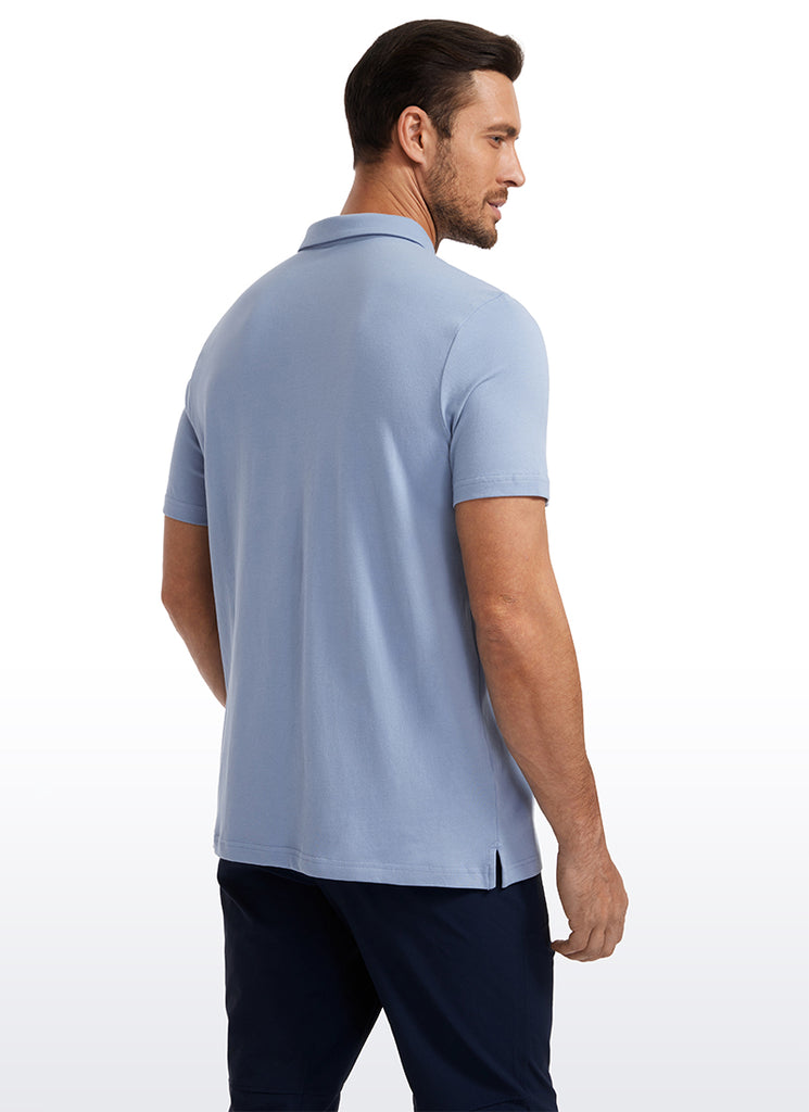 CRZ YOGA Men's Golf Classic Fit Tops Polo Short Sleeve Silver Gray