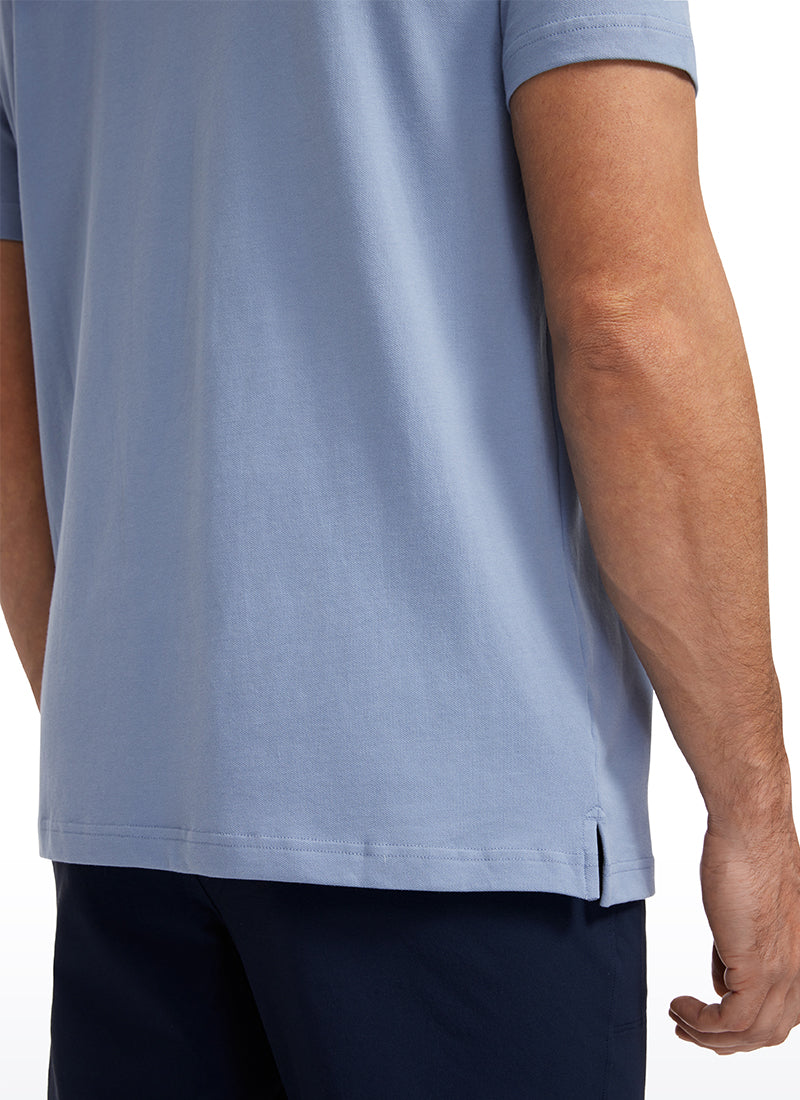 CRZ YOGA Men's Golf Classic Fit Tops Polo Short Sleeve Slate Blue