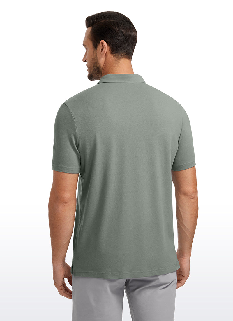 CRZ YOGA Men's Golf Classic Fit Tops Polo Short Sleeve Iron Blue