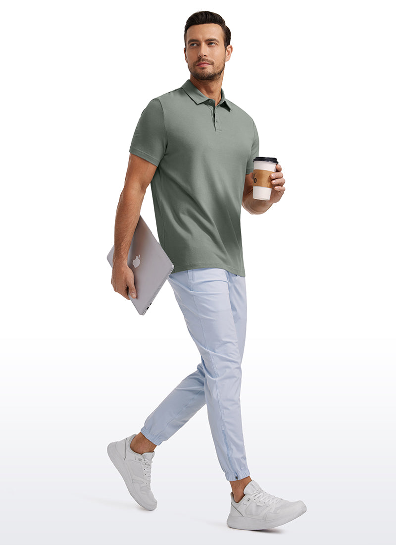 CRZ YOGA Men's Golf Classic Fit Tops Polo Short Sleeve Iron Blue