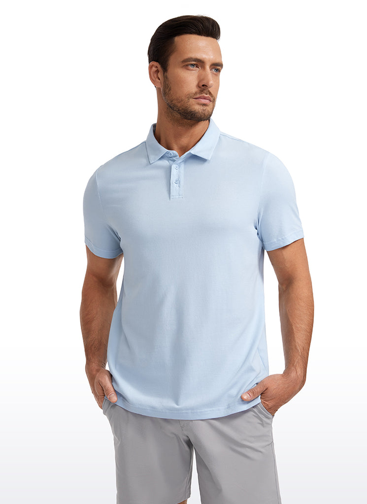 CRZ YOGA Men's Golf Classic Fit Tops Polo Short Sleeve Grey Sage
