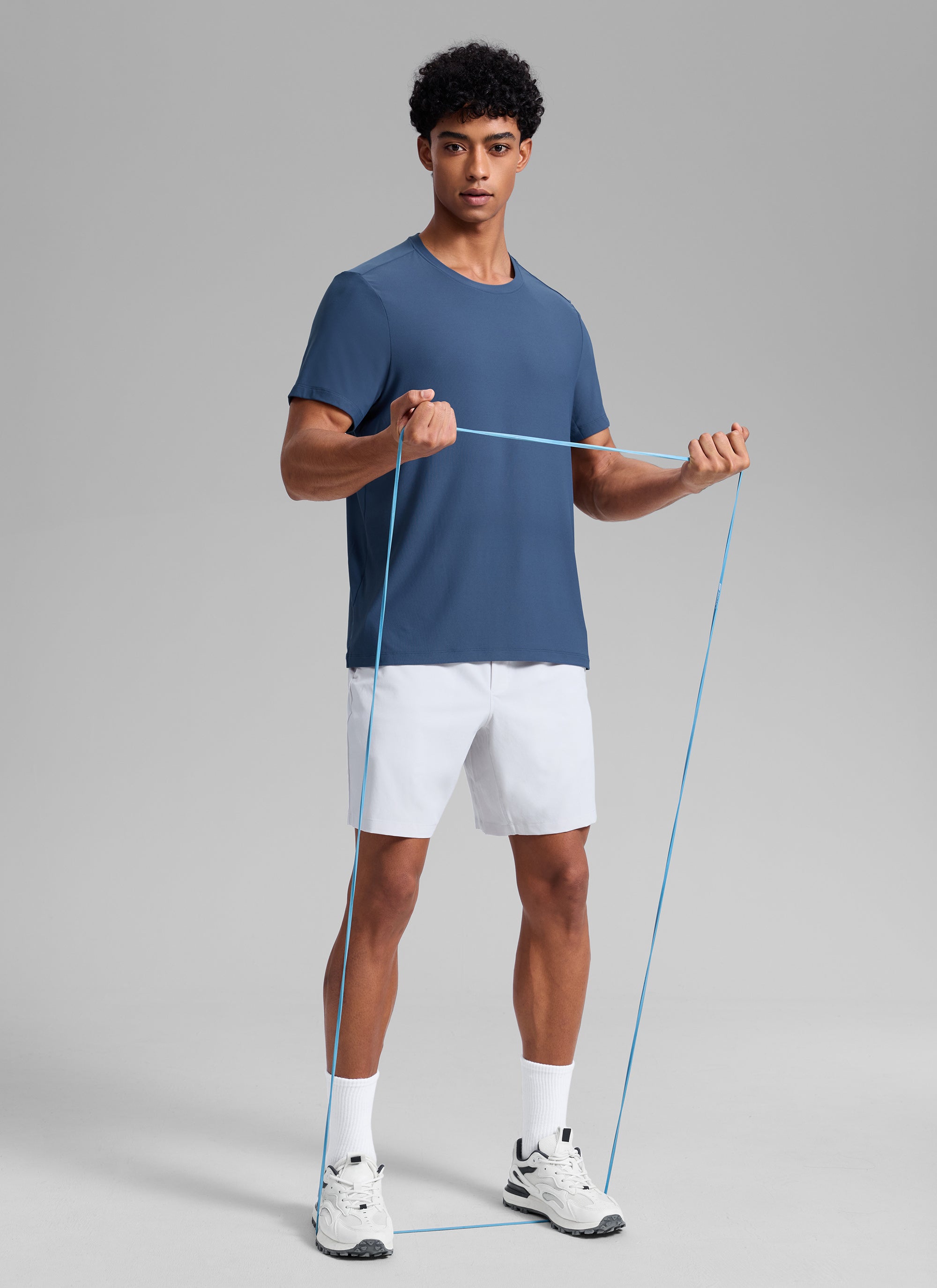 CRZ YOGA Men's Workout Lightweight Athletic Casual Short Sleeve Shirt Electric Blue