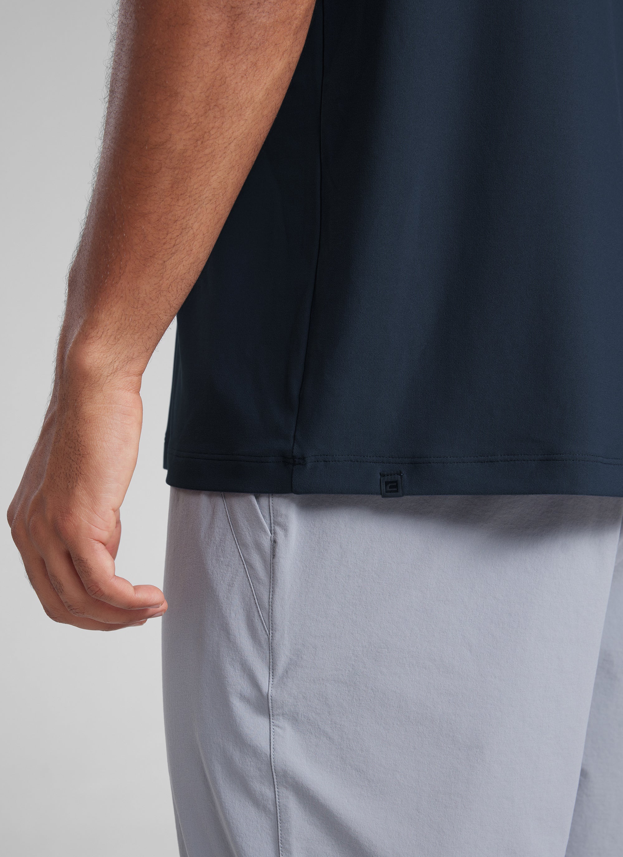 CRZ YOGA Men's Workout Lightweight Athletic Casual Short Sleeve Shirt True Navy