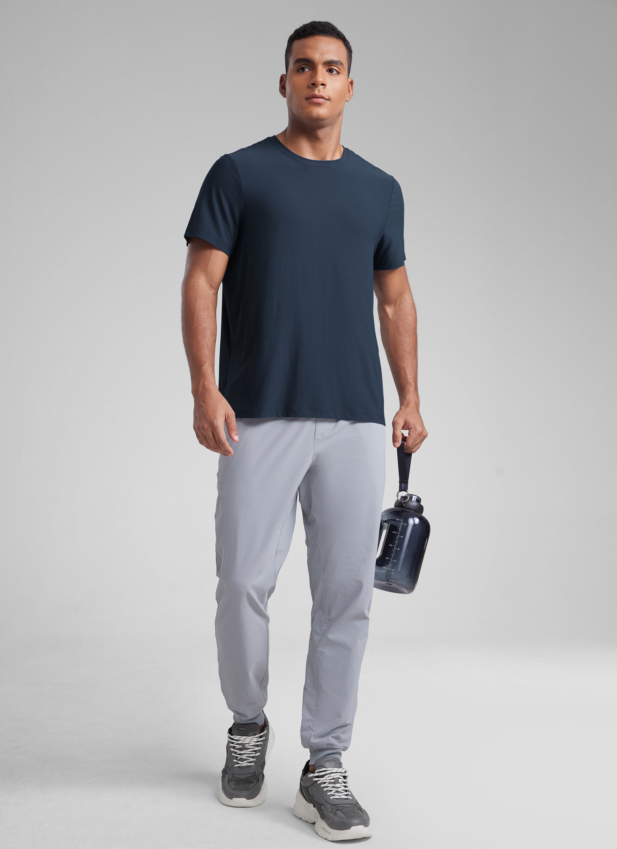 CRZ YOGA Men's Workout Lightweight Athletic Casual Short Sleeve Shirt Silver Gray