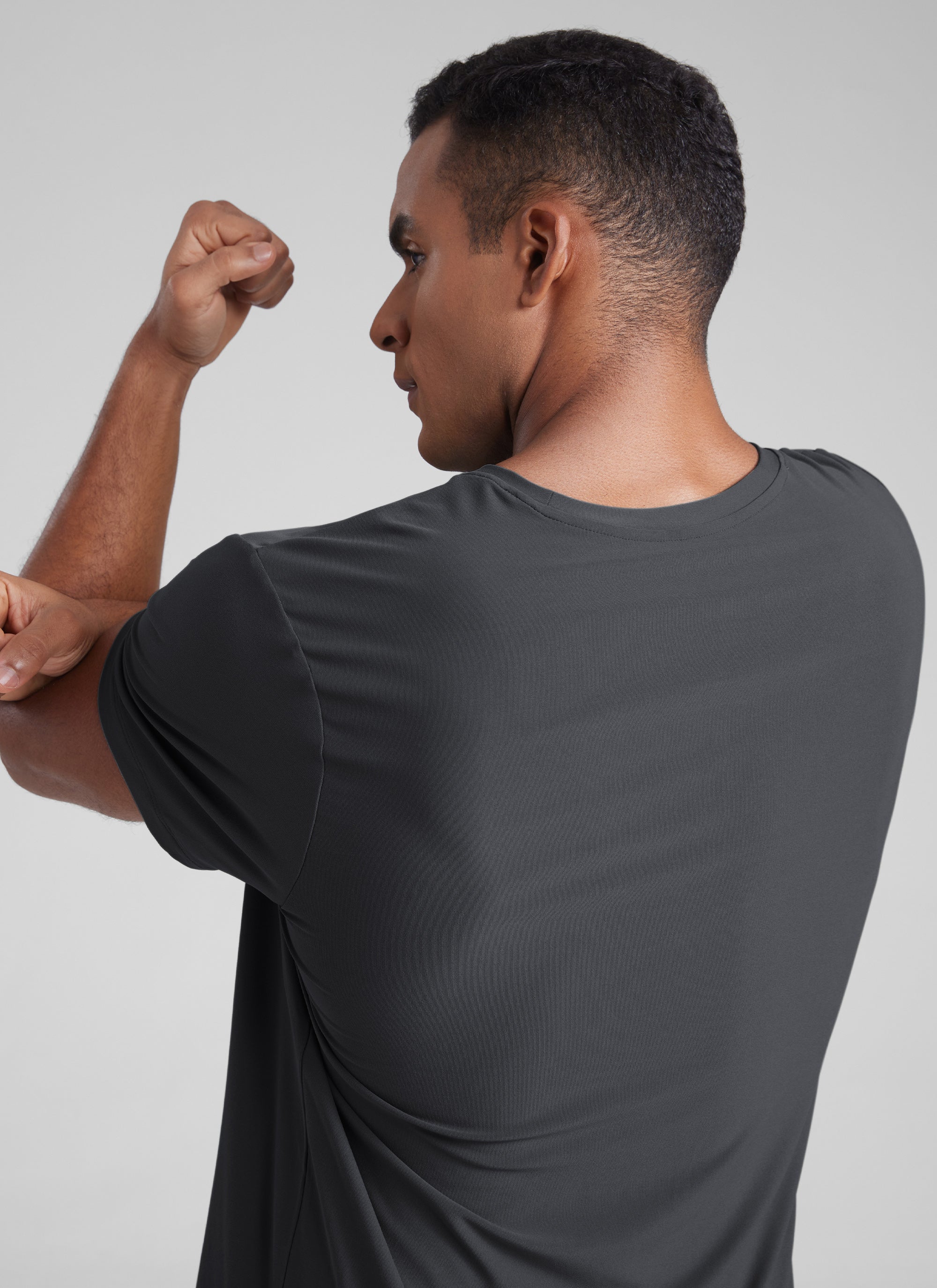 CRZ YOGA Men's Workout Lightweight Athletic Casual Short Sleeve Shirt Light grayish blue