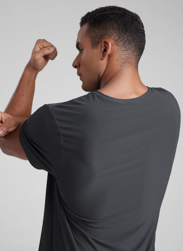 CRZ YOGA Men's Workout Lightweight Athletic Casual Short Sleeve Shirt Light grayish blue