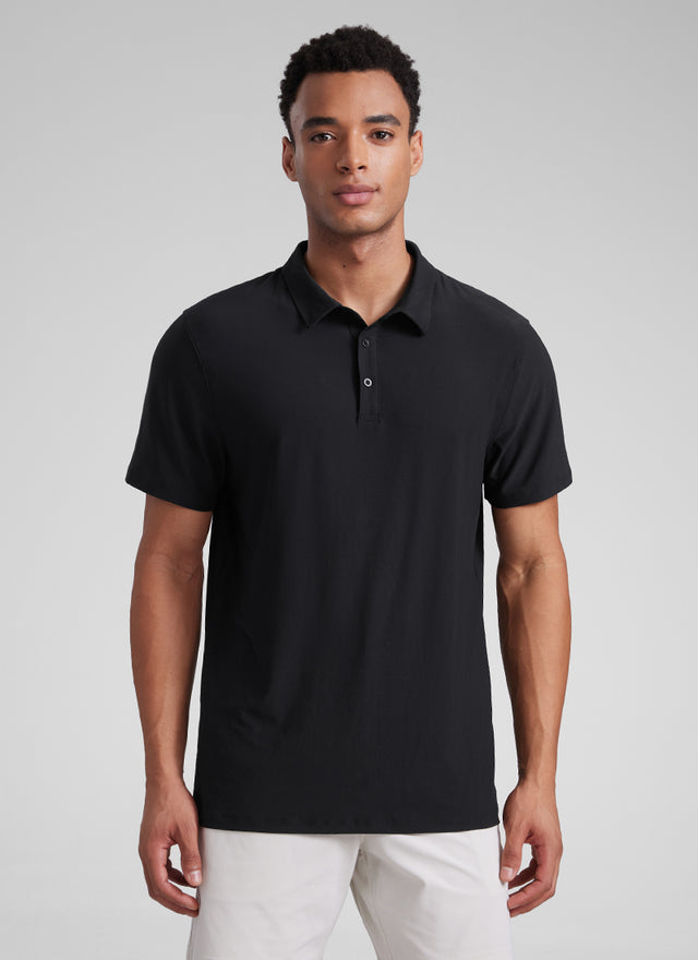 CRZ YOGA Men's Cloudweight Moisture Wicking Polo Short Sleeve Milky White