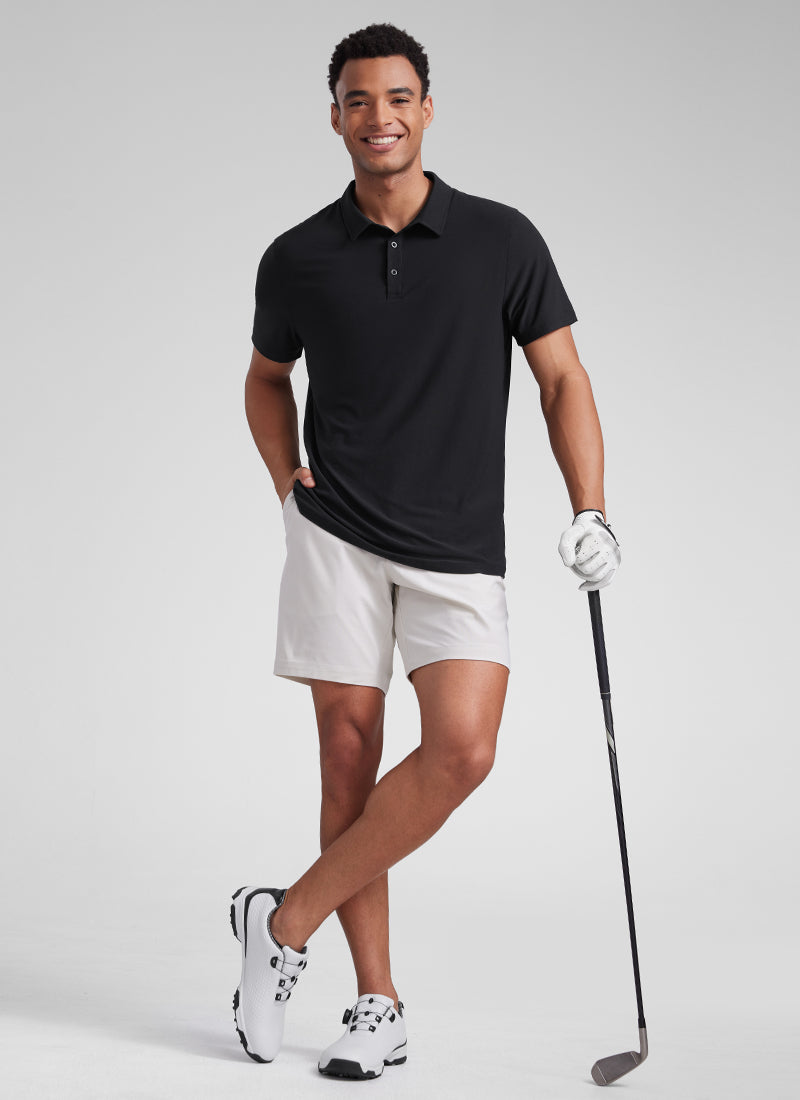 CRZ YOGA Men's Cloudweight Moisture Wicking Polo Short Sleeve
