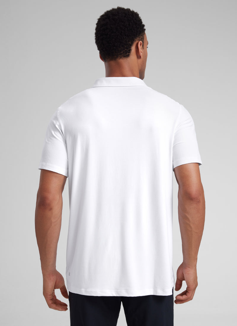 CRZ YOGA Men's Cloudweight Moisture Wicking Polo Short Sleeve Black