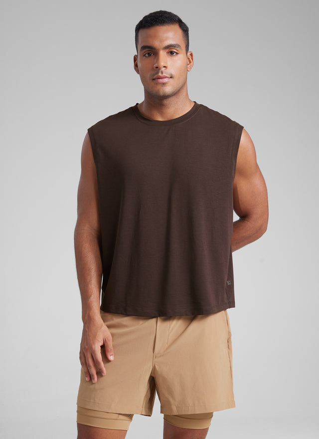 CRZ YOGA Men's Mesh Quick Dry Workout Relaxed Fit Tank Tops Sleeveless True Navy