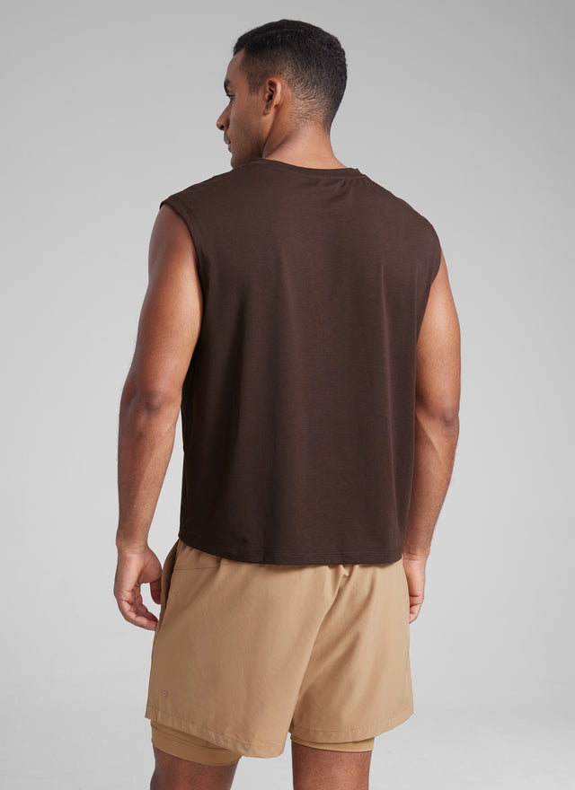 CRZ YOGA Men's Mesh Quick Dry Workout Relaxed Fit Tank Tops Sleeveless Slate Blue