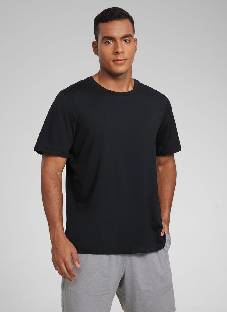 CRZ YOGA Men's Midweight Soft Breathable Casual Athletic Short Sleeve Navy