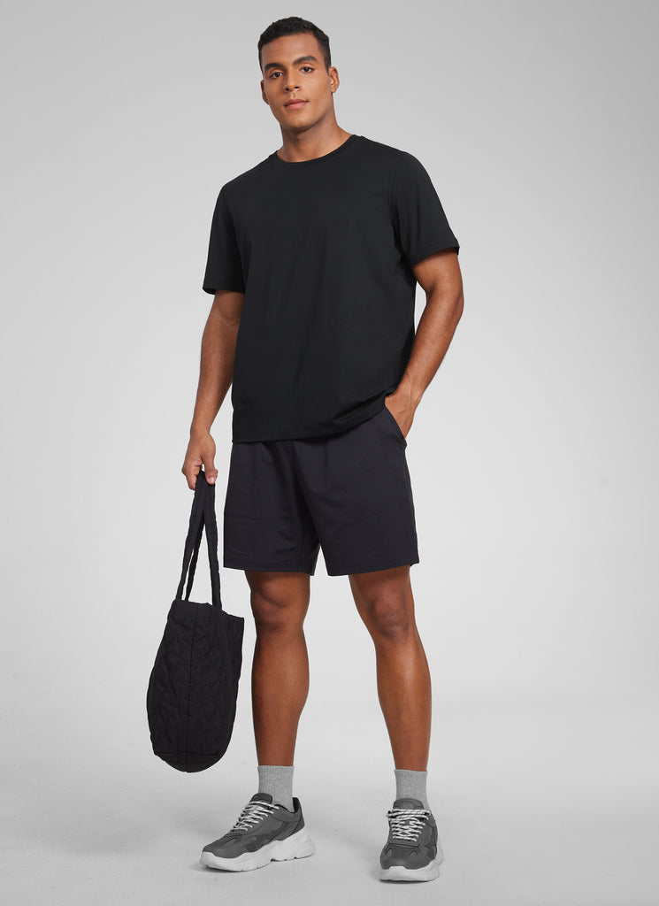 CRZ YOGA Men's Midweight Soft Breathable Casual Athletic Short Sleeve Black