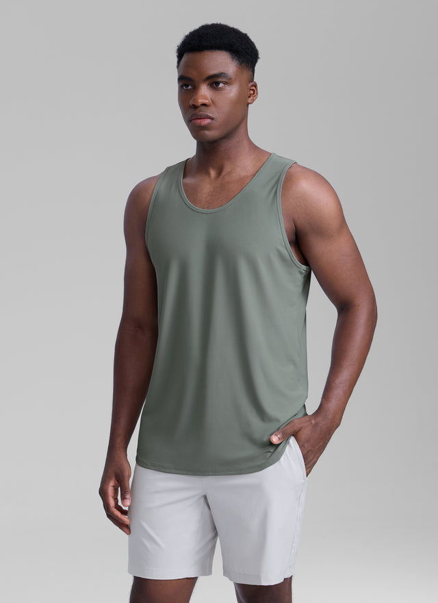 CRZ YOGA Men's Train Classic Fit Quick Dry Sleeveless Tank Grey Sage