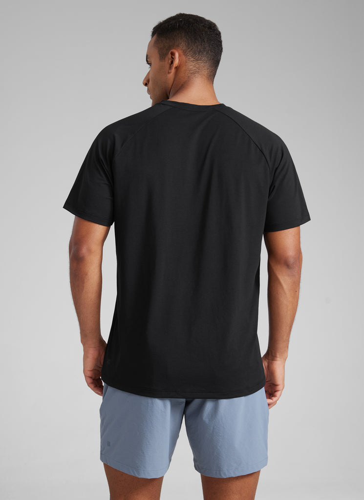 CRZ YOGA Men's Training Classic Fit Shirts Mech Short Sleeves Black