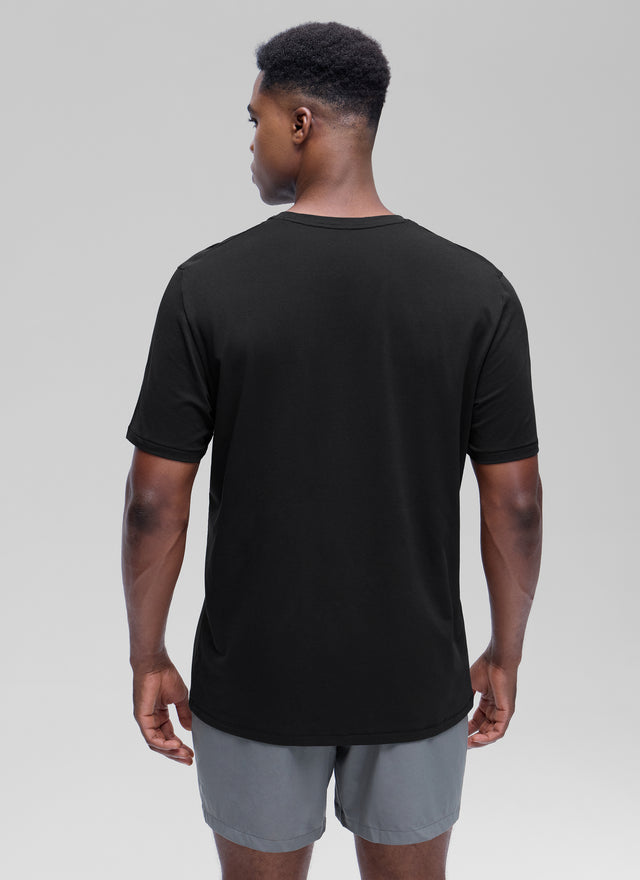 CRZ YOGA Men's Casual Classic Fit Shirts Pima Cotton Short Sleeves Black