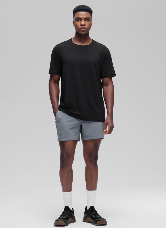 CRZ YOGA Men's Casual Classic Fit Shirts Pima Cotton Short Sleeves Black