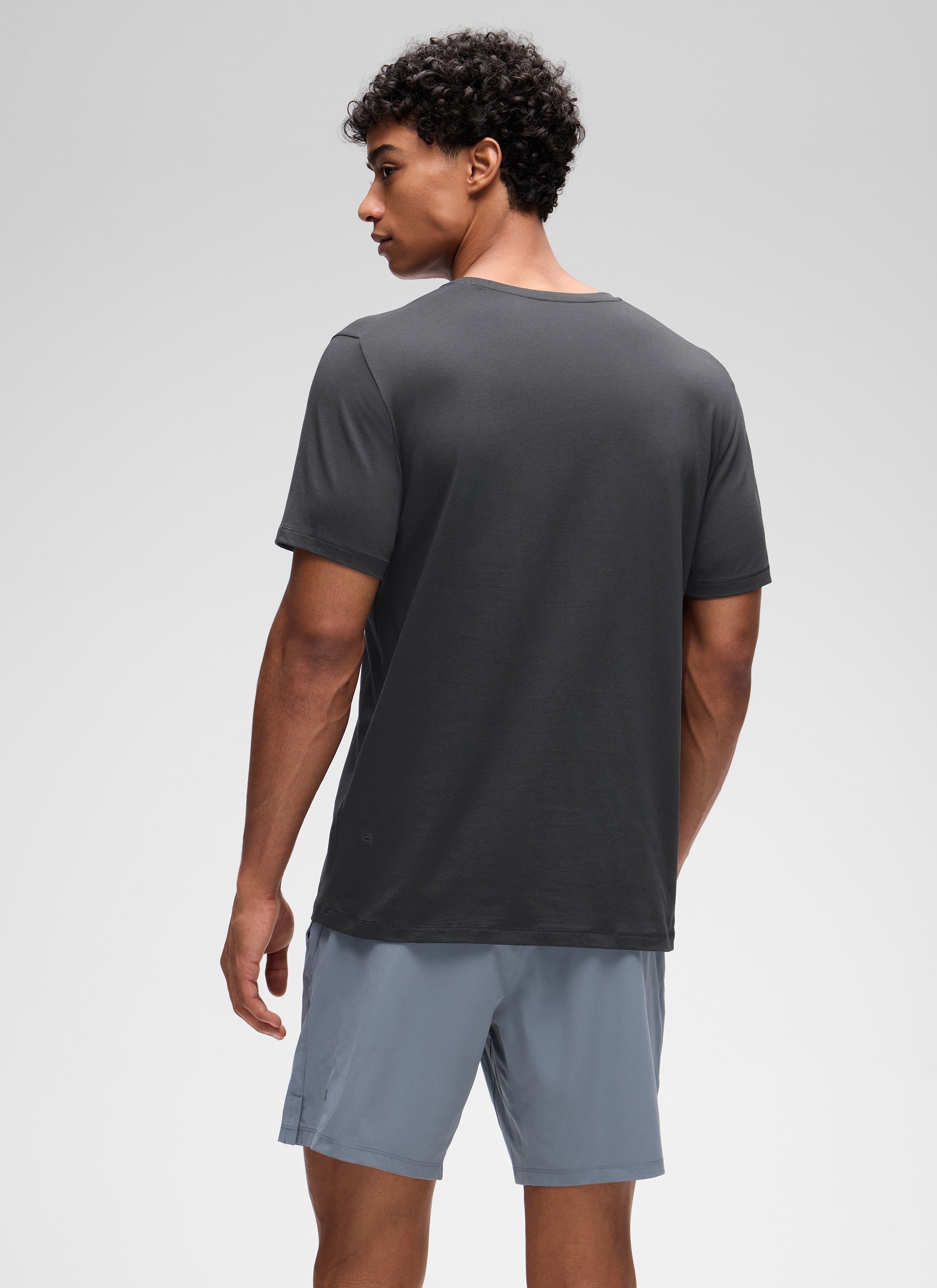 CRZ YOGA Men's Casual Classic Fit Shirts Pima Cotton Short Sleeves True Navy