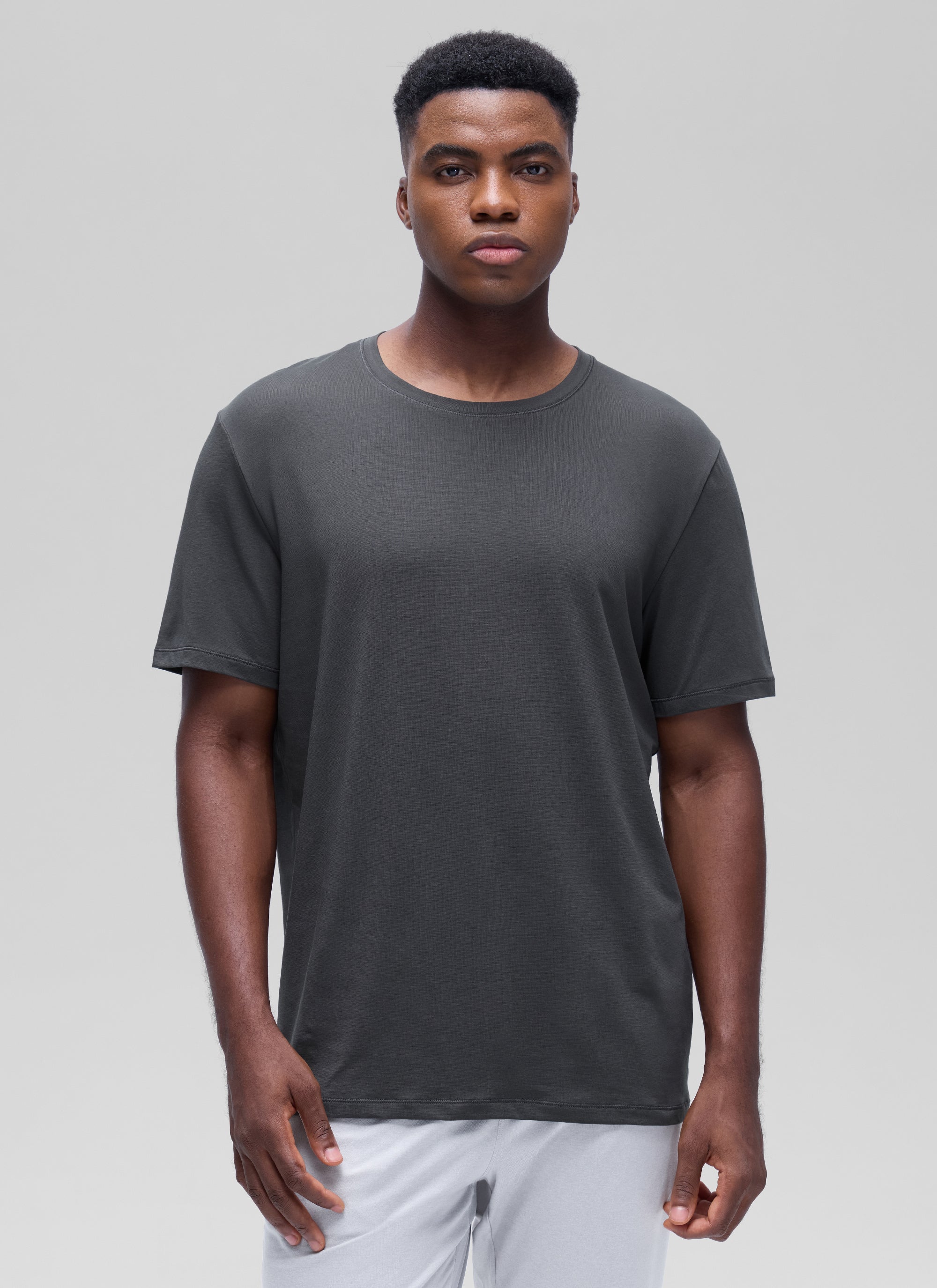 CRZ YOGA Men's Casual Classic Fit Shirts Pima Cotton Short Sleeves True Navy