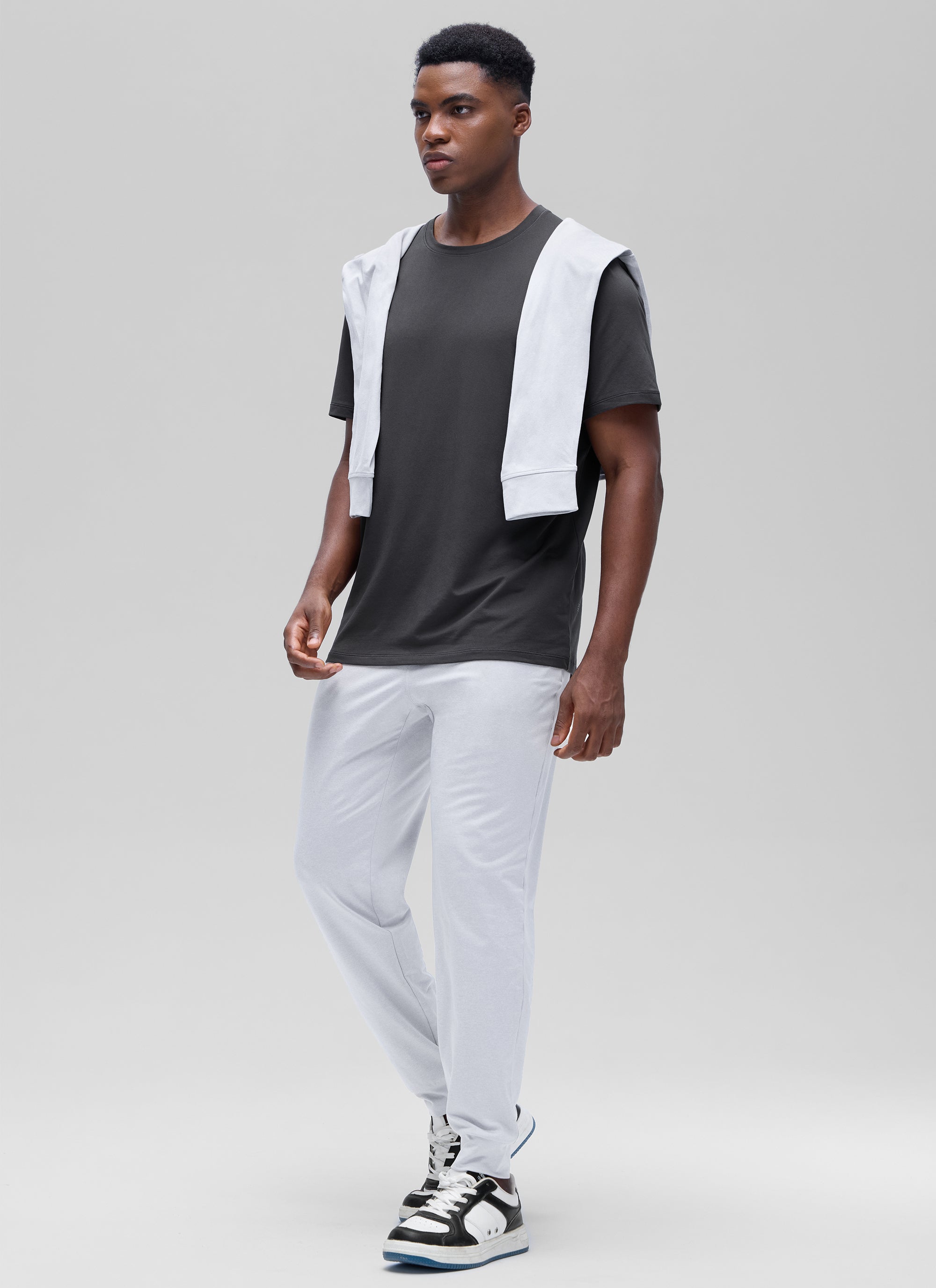 CRZ YOGA Men's Casual Classic Fit Shirts Pima Cotton Short Sleeves True Navy