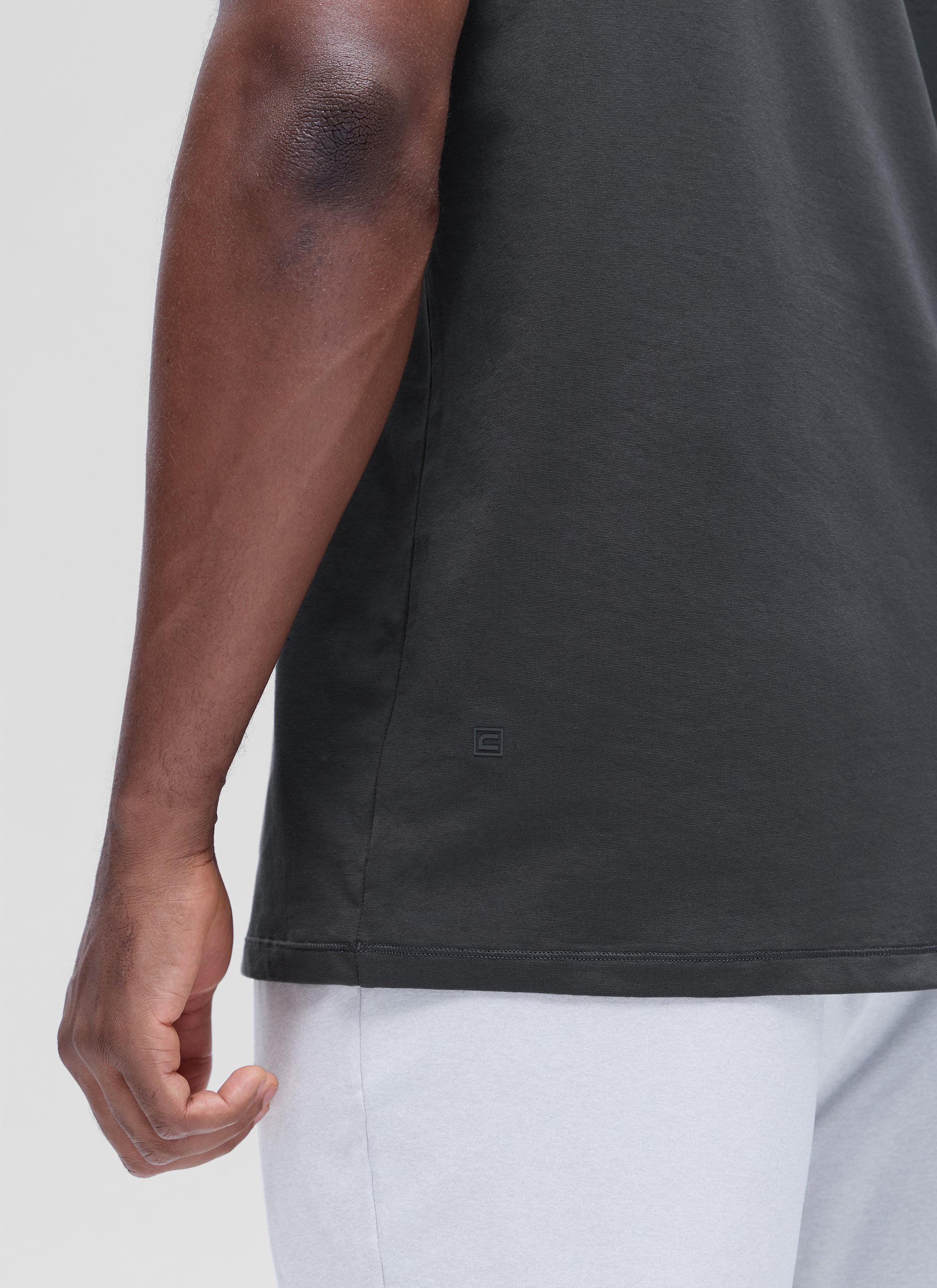 CRZ YOGA Men's Casual Classic Fit Shirts Pima Cotton Short Sleeves Mysterious Grey