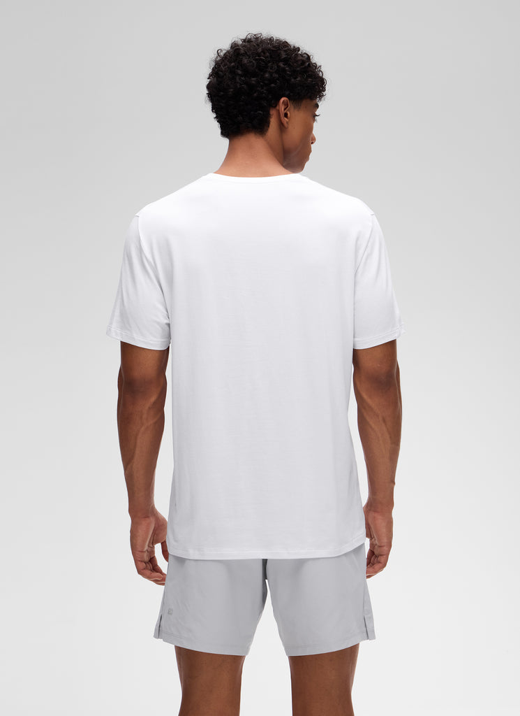 CRZ YOGA Men's Casual Classic Fit Shirts Pima Cotton Short Sleeves White