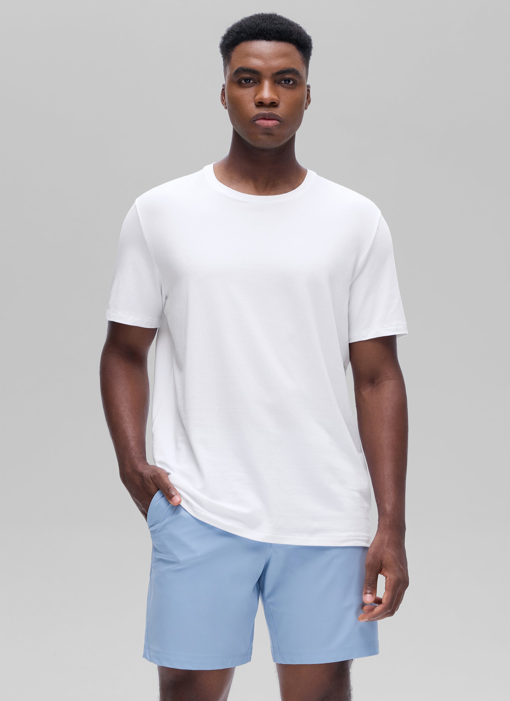 CRZ YOGA Men's Casual Classic Fit Shirts Pima Cotton Short Sleeves Black