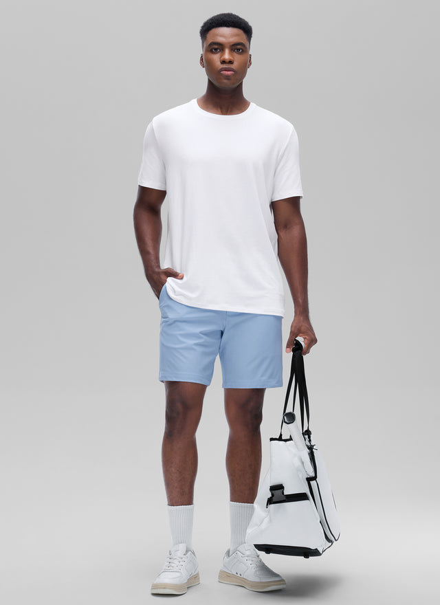 CRZ YOGA Men's Casual Classic Fit Shirts Pima Cotton Short Sleeves White