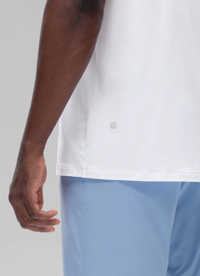 CRZ YOGA Men's Casual Classic Fit Shirts Pima Cotton Short Sleeves White