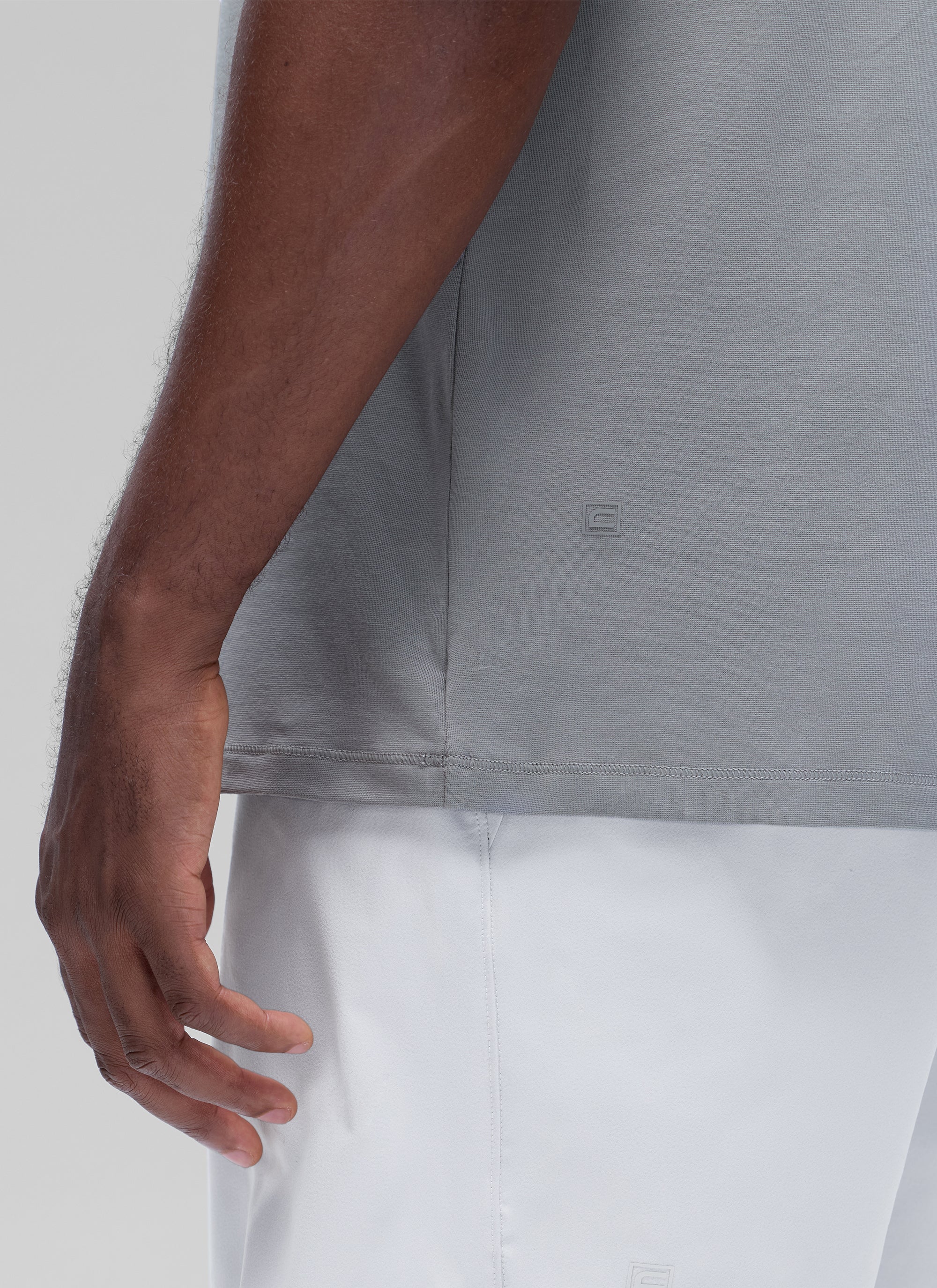 CRZ YOGA Men's Casual Classic Fit Shirts Pima Cotton Short Sleeves Silver Gray