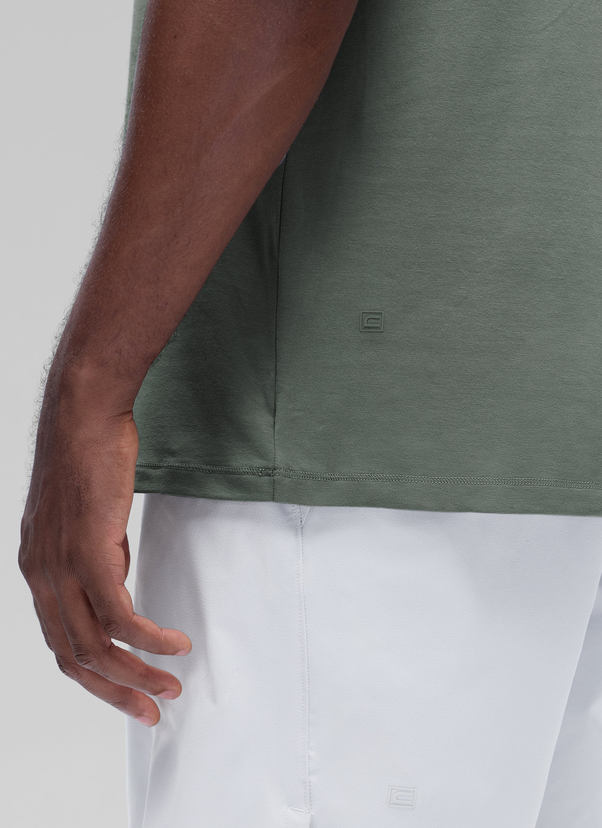 CRZ YOGA Men's Casual Classic Fit Shirts Pima Cotton Short Sleeves Grey Sage