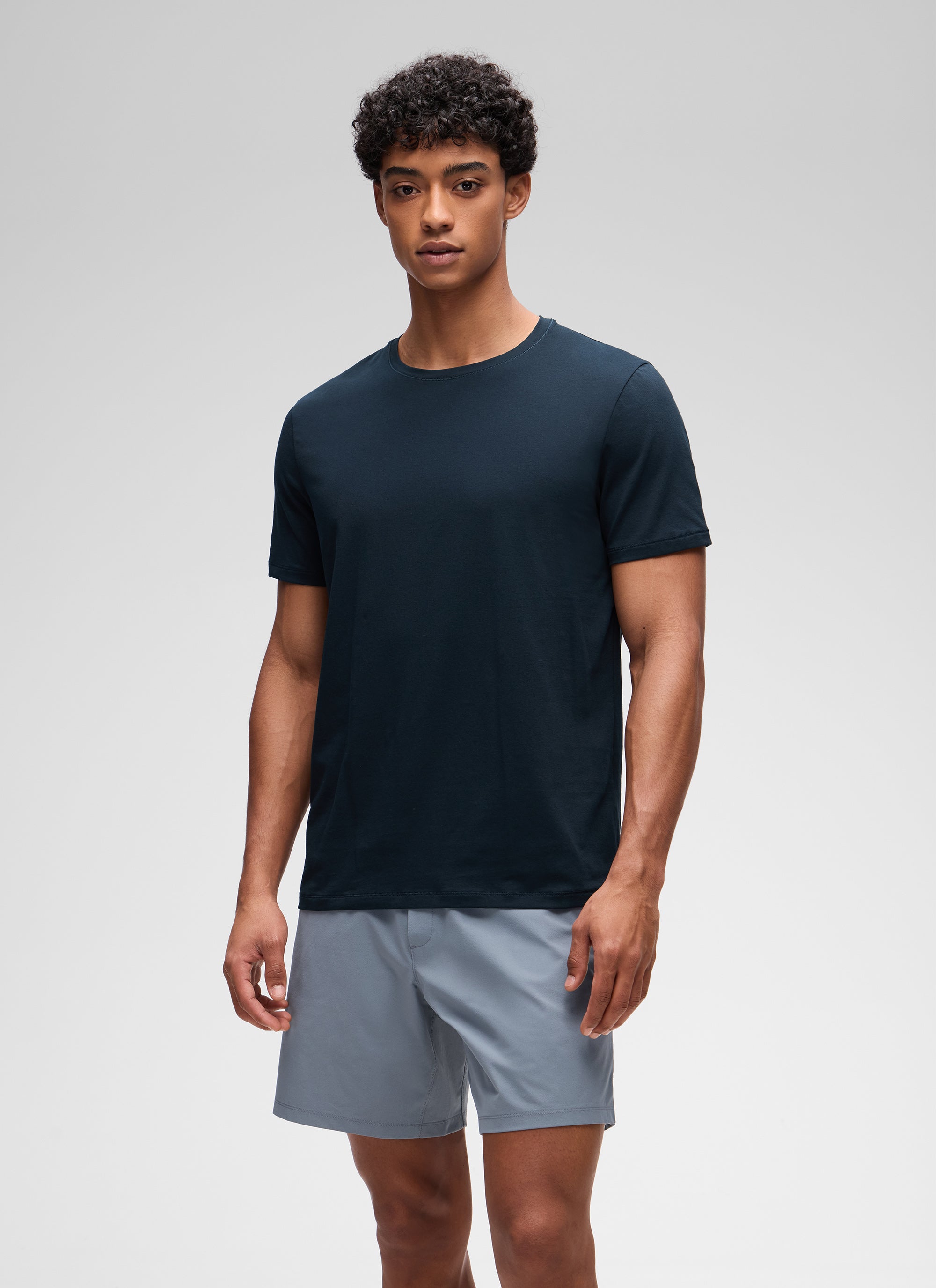 CRZ YOGA Men's Casual Classic Fit Shirts Pima Cotton Short Sleeves Grey Sage