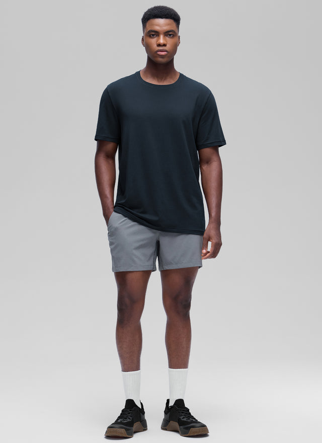 CRZ YOGA Men's Casual Classic Fit Shirts Pima Cotton Short Sleeves True Navy