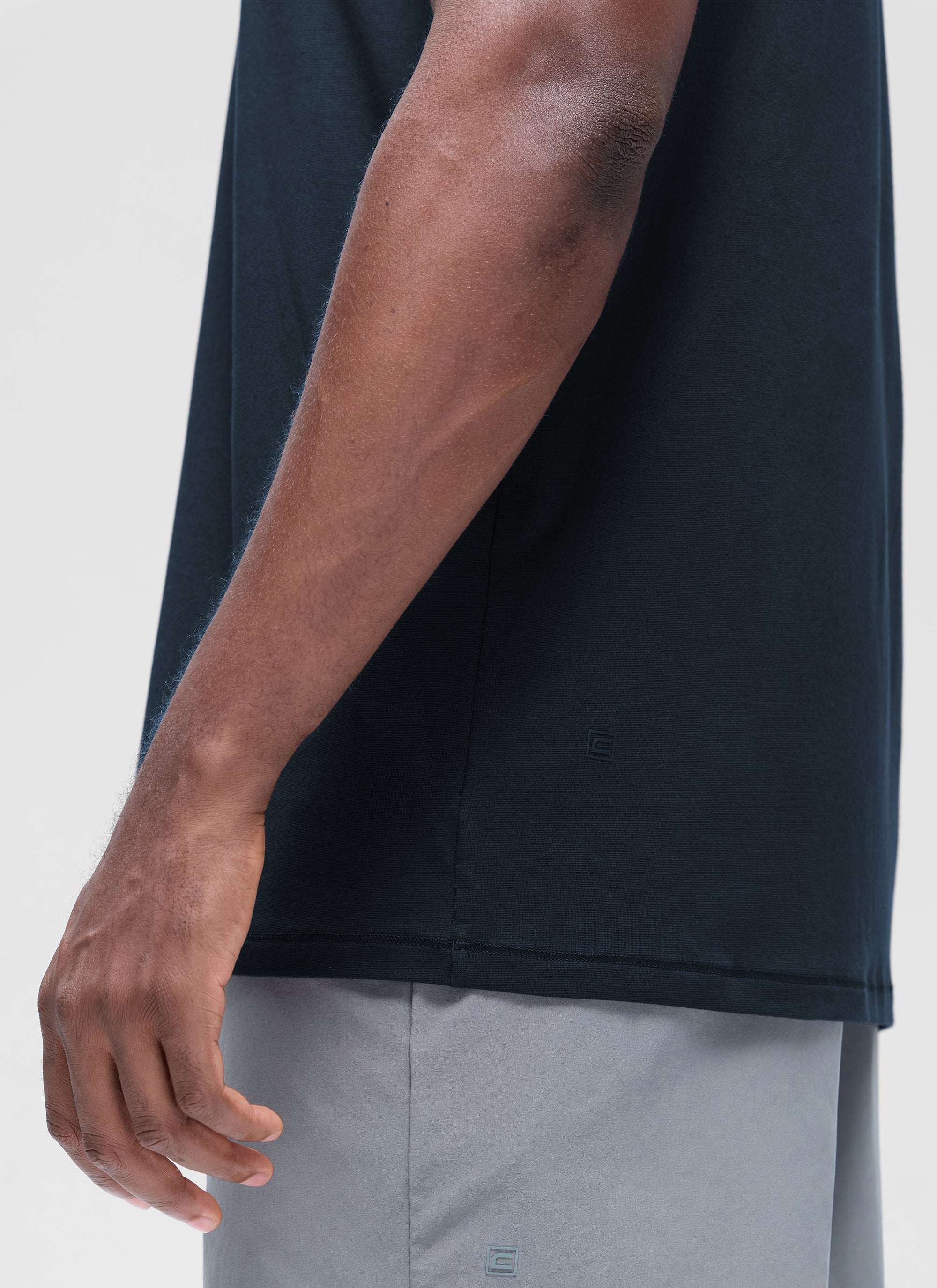 CRZ YOGA Men's Casual Classic Fit Shirts Pima Cotton Short Sleeves True Navy