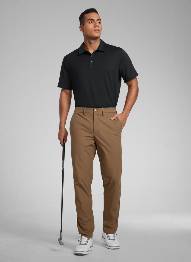 CRZ YOGA Men's Cloud Jersey Moisture Wicking Polo Golf Short Sleeve Black