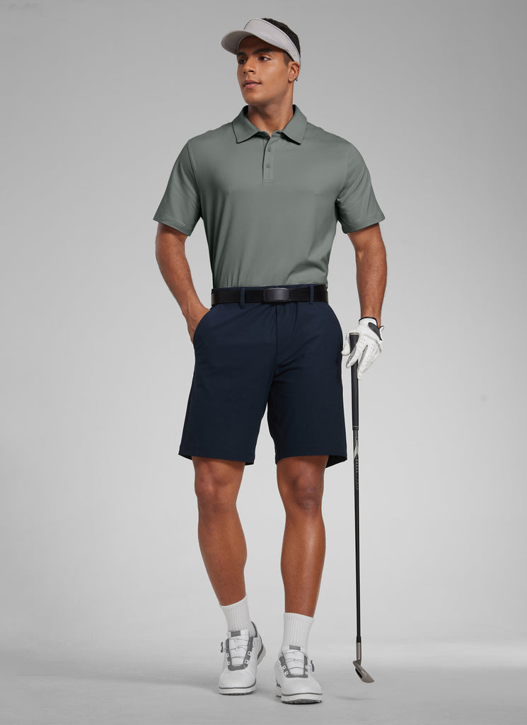 CRZ YOGA Men's Cloud Jersey Moisture Wicking Polo Golf Short Sleeve Grey Sage