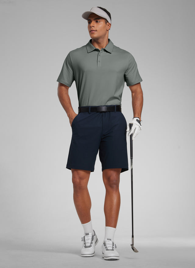 CRZ YOGA Men's Cloud Jersey Moisture Wicking Polo Golf Short Sleeve Grey Sage