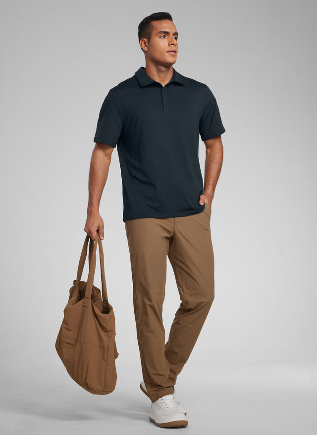 CRZ YOGA Men's Cloud Jersey Moisture Wicking Polo Golf Short Sleeve Grey Sage