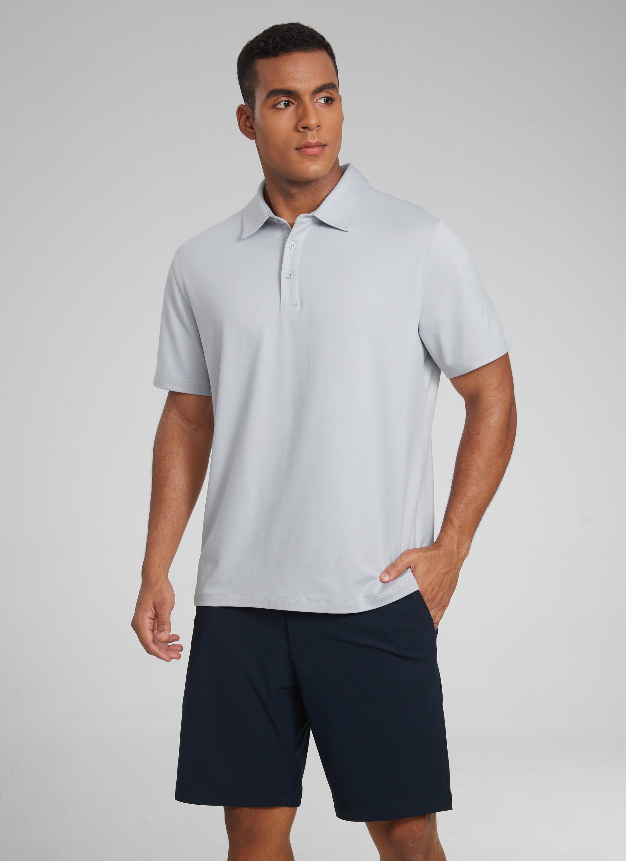 CRZ YOGA Men's Cloud Jersey Moisture Wicking Polo Golf Short
