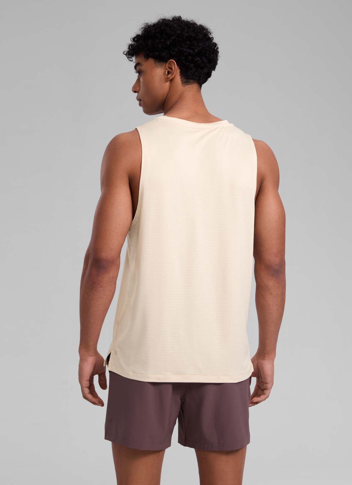 CRZ YOGA Man's Lightweight Training Side Slits Narrow Shoulder Tank White Opal