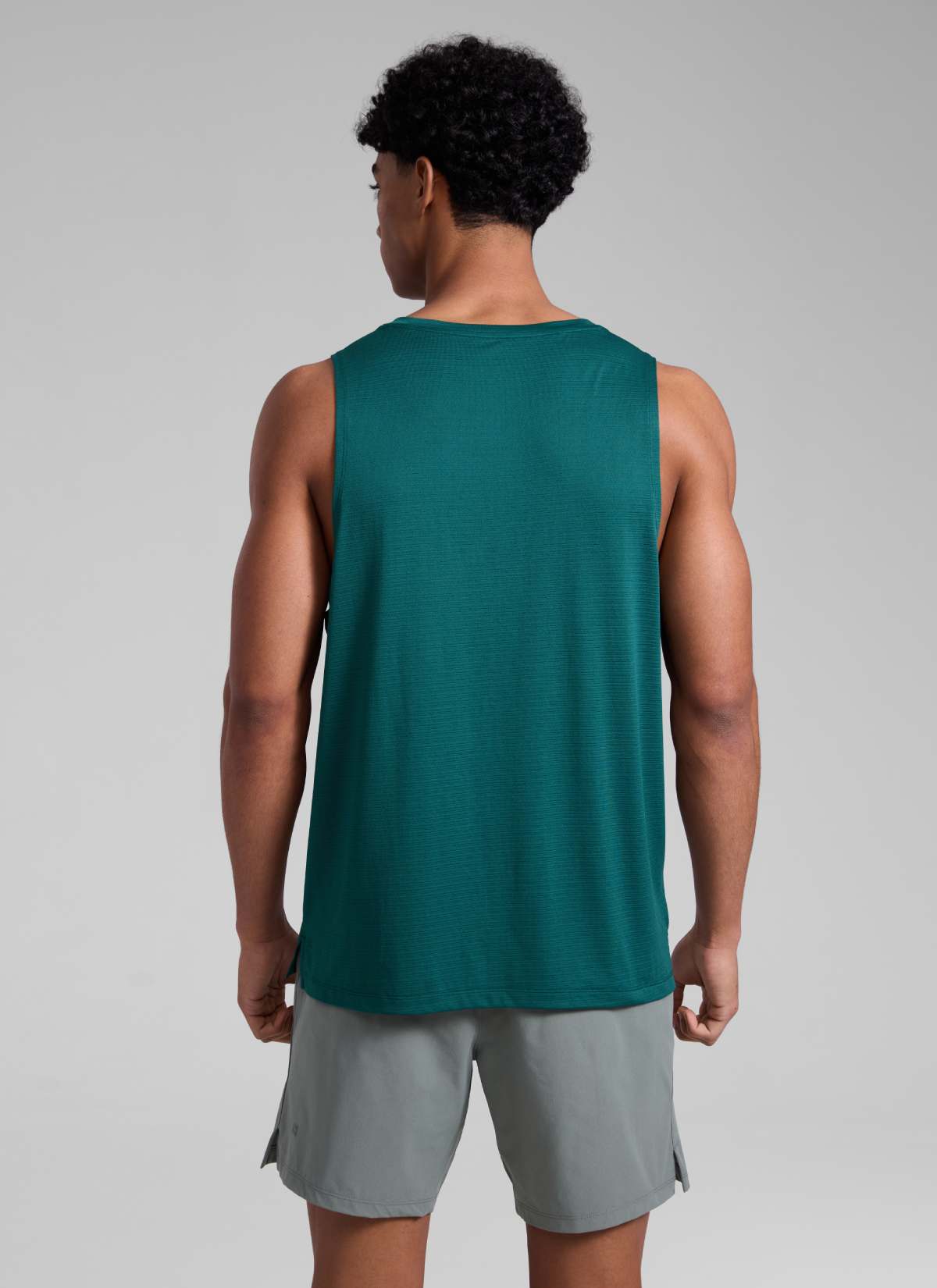 CRZ YOGA Man's Lightweight Training Side Slits Narrow Shoulder Tank Forest Green