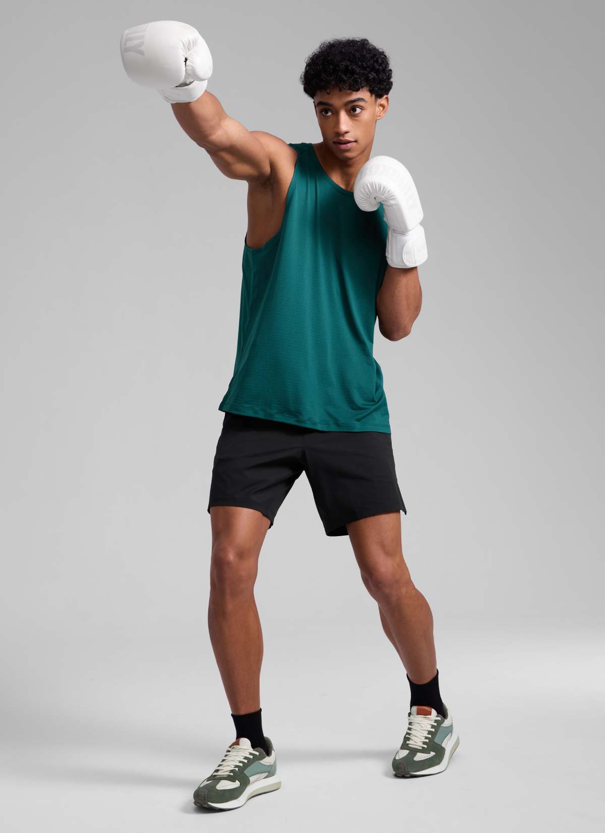 CRZ YOGA Man's Lightweight Training Side Slits Narrow Shoulder Tank Forest Green