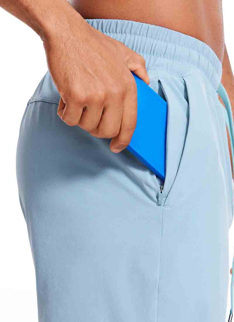 CRZ YOGA Men's Train Relaxed Fit Feathery-Fit Linerless Shorts 9'' Light grayish blue