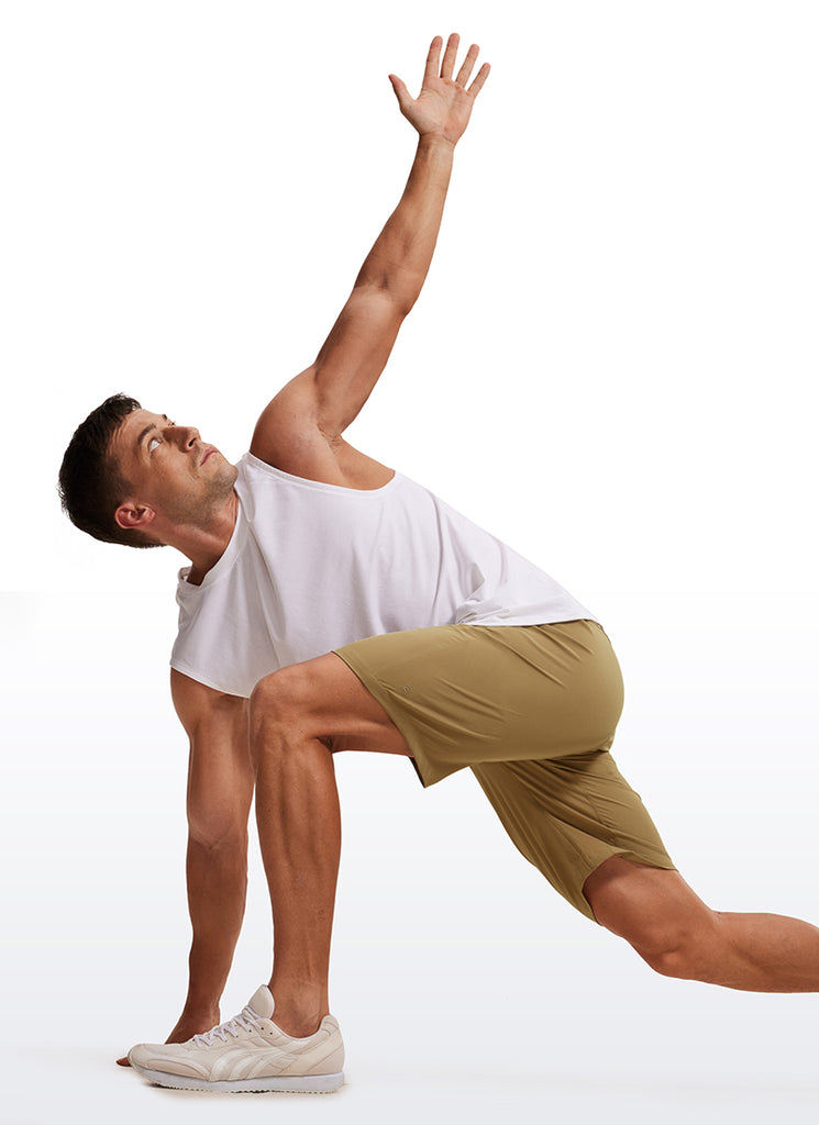 CRZ YOGA Men's Train Relaxed Fit Feathery-Fit Linerless Shorts 9'' Light grayish blue